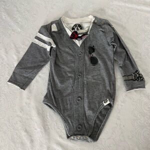 Mini Shatsu Minisonly Romper Bow Tie Cardigan Long Sleeve Onesie Size 18 Months